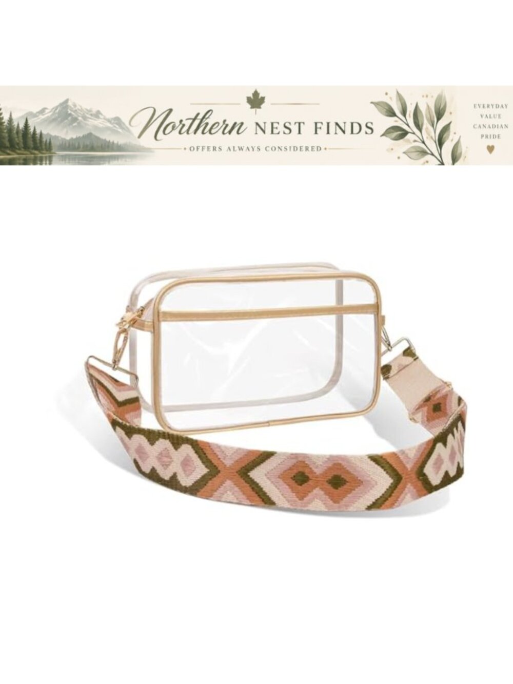 Waterproof Clear PVC Crossbody Bag with Boho Strap and Tassel Stadium Approved